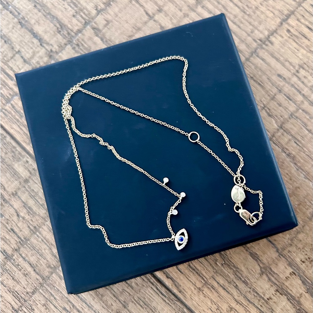 Meira T Evil Eye Sapphire and Diamond Charm Necklace - Picture 4 of 4